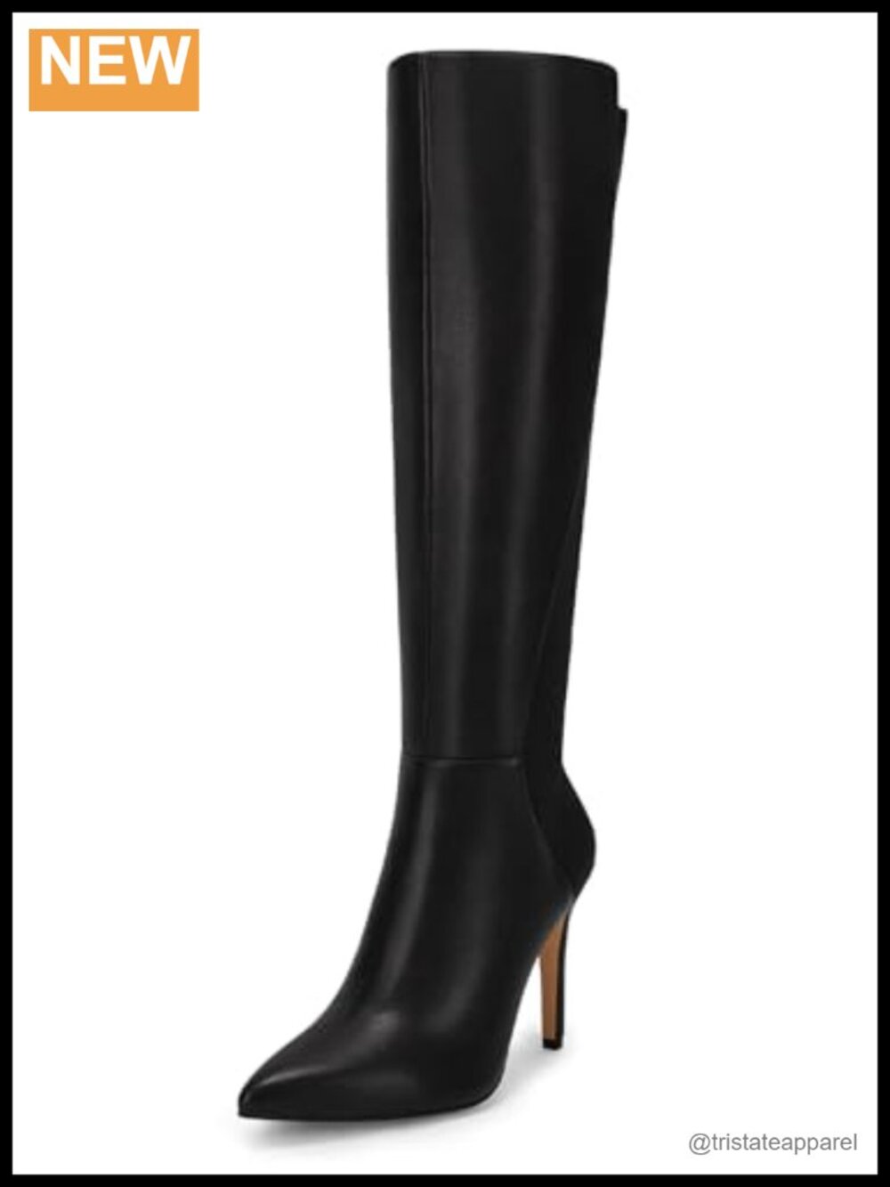 Knee High Boots Faux Leather Suede Stiletto Heel Pointed Toe Zip Tall